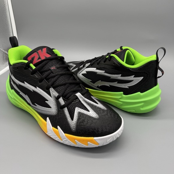 PUMA Scoot Zeros 2K Black‎ Fluo Green 30984101 Mens Basketball Size 9.5 - Picture 1 of 9